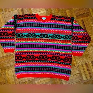 Vintage 90s Blue Morgan Abstract Sweater Women’s XL